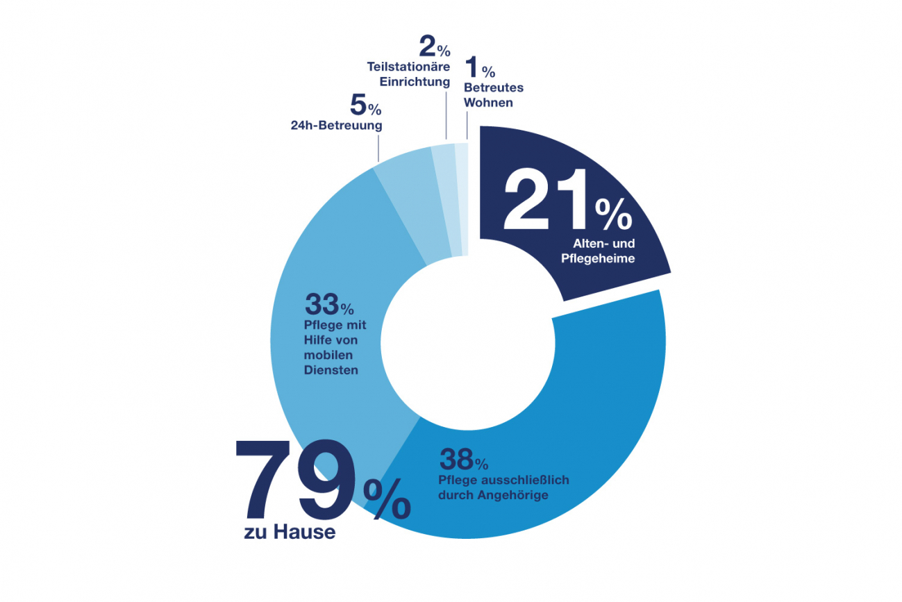 Grafik die beschreibt wo Mensch mit Pflegebedarf leben.