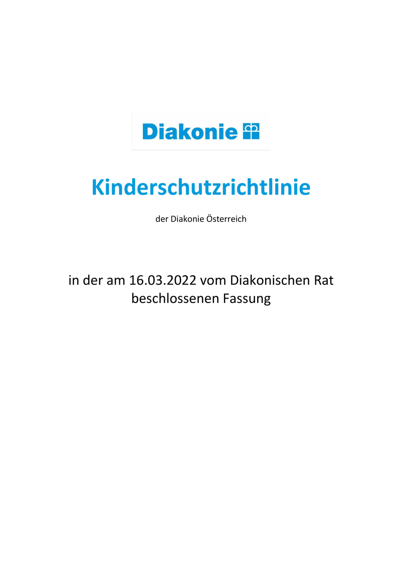 Cover - Diakonie Kinderschutzrichtlinie