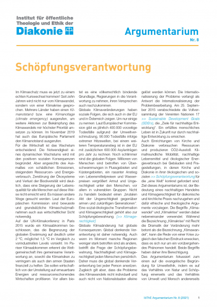 Cover des Argumentariums zum Thema "Schöpfungsverantwortung"