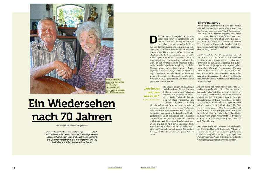 Zwei Personen treffen sich nach 70 Jahren wieder