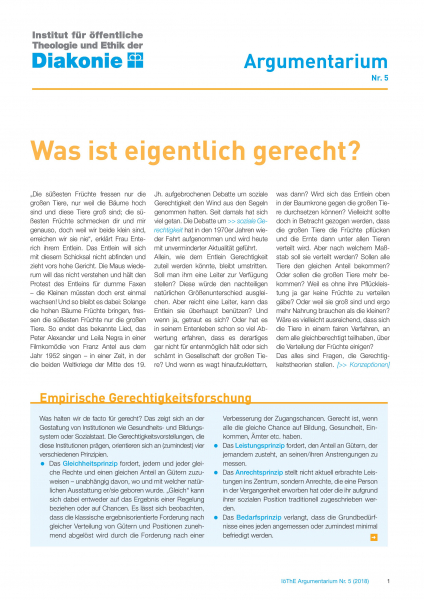 Cover des Argumentariums zum Thema "Gerechtigkeit"