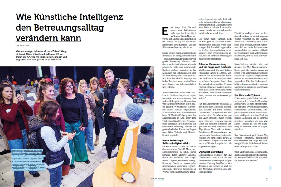 Artikel über KI im Betreuungsalltag im Diakonie Magazin