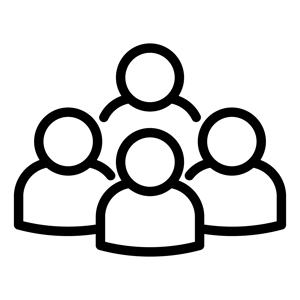 Icon mit 4 Personen in einem Kreis