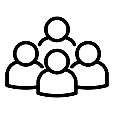 Icon mit 4 Personen in einem Kreis