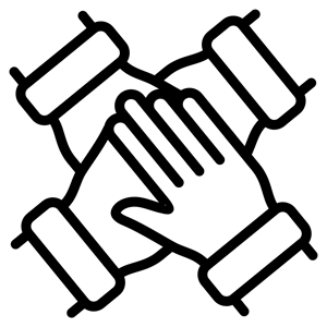 Icon mit 4 Händen übereinandergelegt