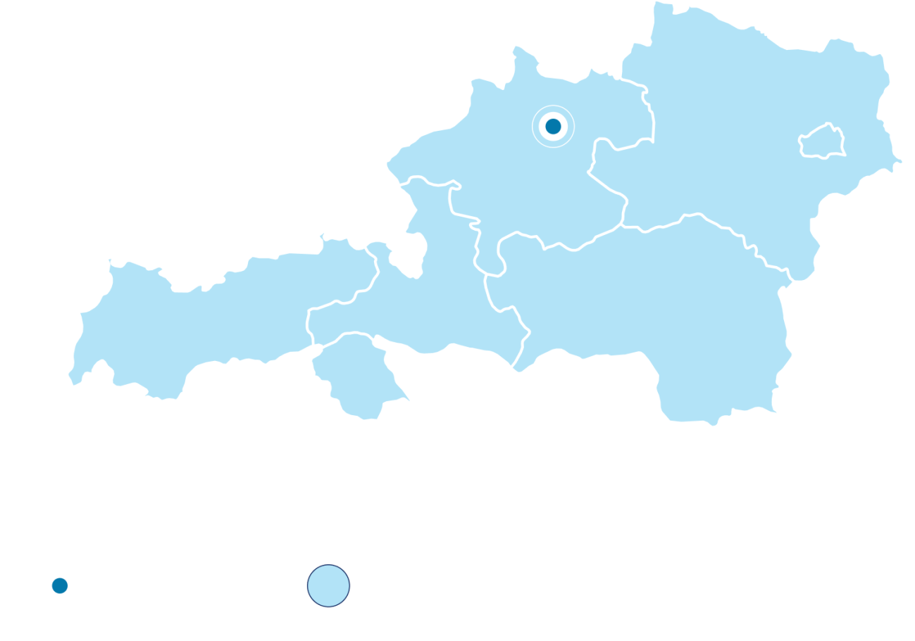 Bundesländer in denen das Diakoniewerk tätig ist: Oberösterreich, Steiermark, Niederösterreich, Wien, Tirol, Salzburg