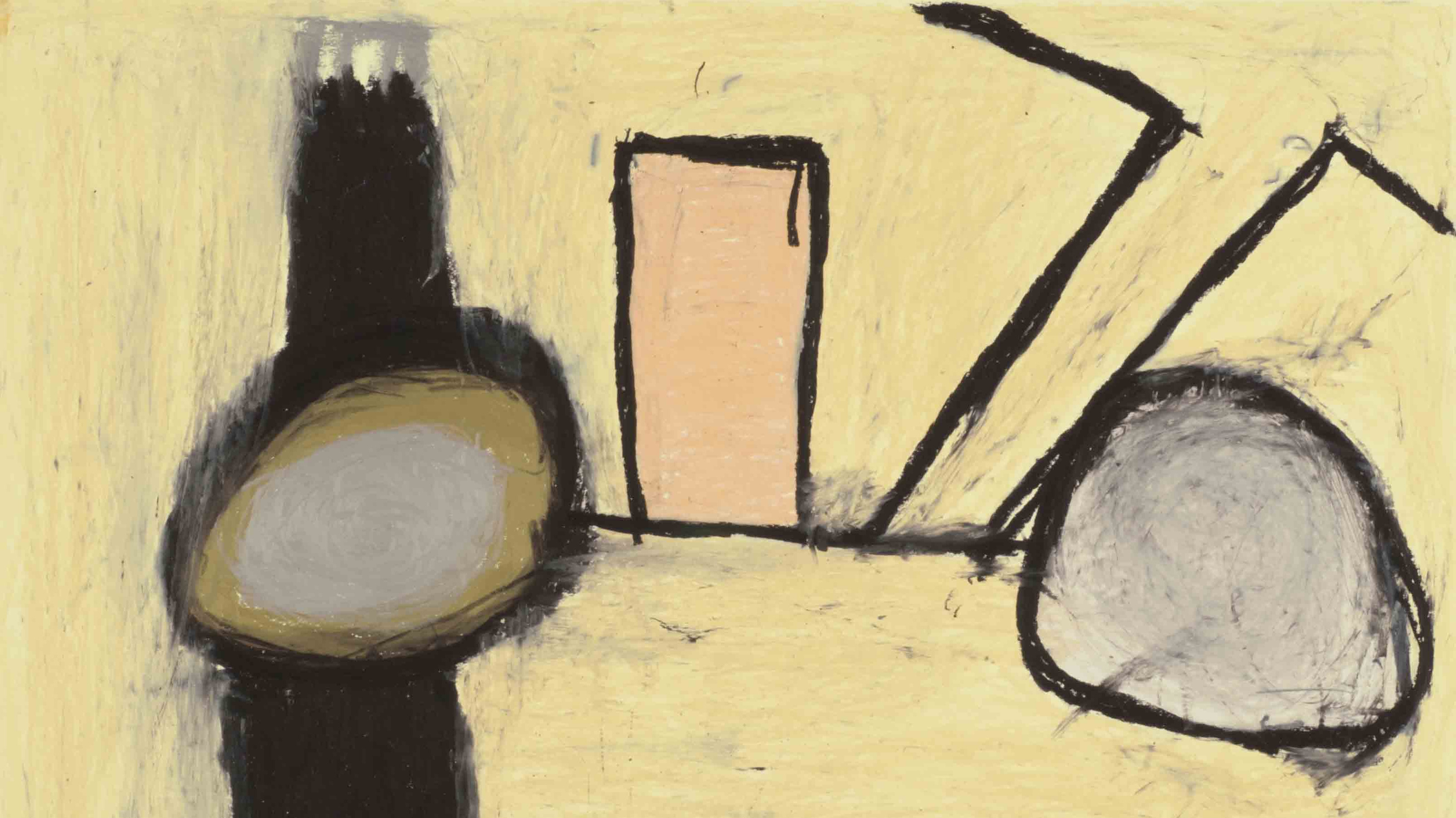 Peter Smoley „Ein Rad“ 2016, Pastellölkreide, 50 x 70 cm