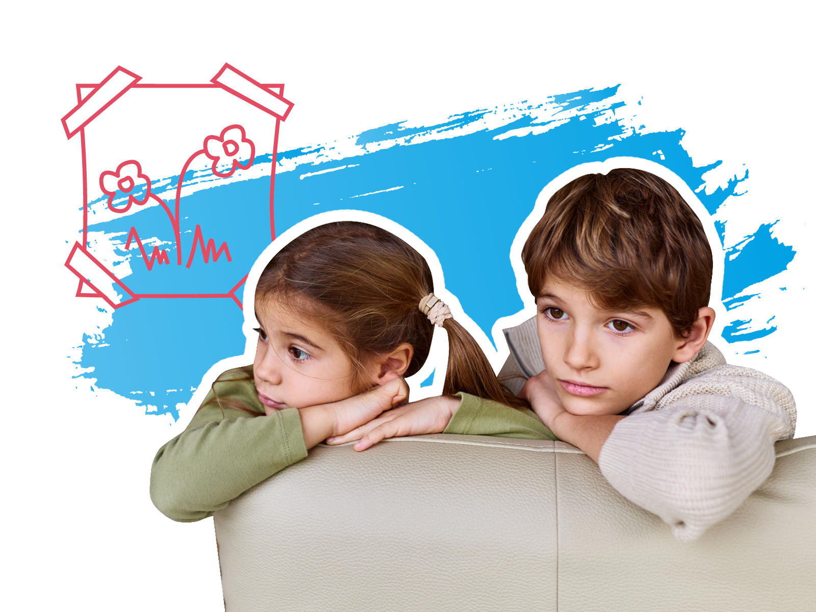 2 junge Menschen - im Kindergarten- oder Volkschul-Alter - schauen in die Ferne