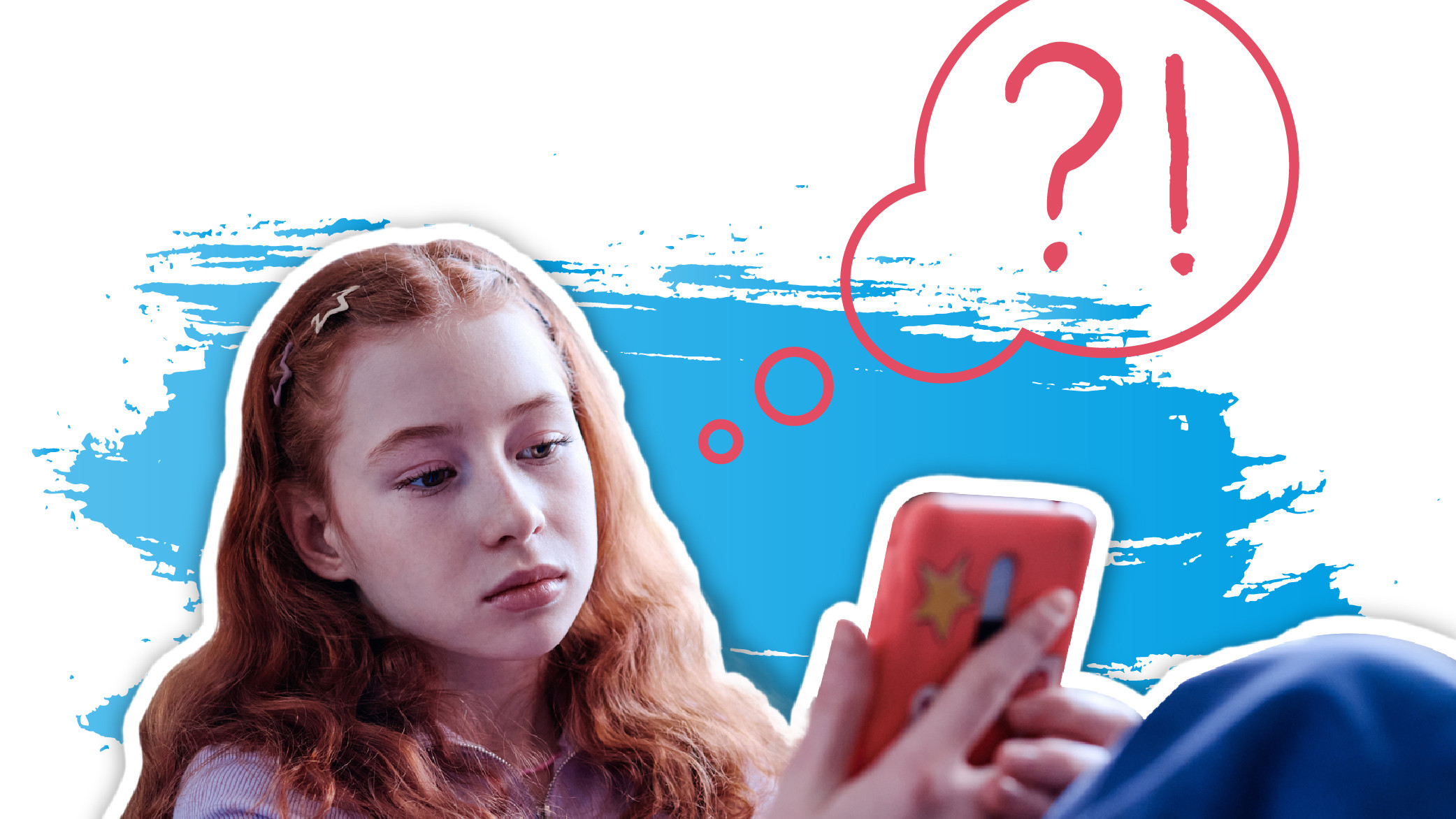 Eine Jugendliche schaut fragend in das Smartphone