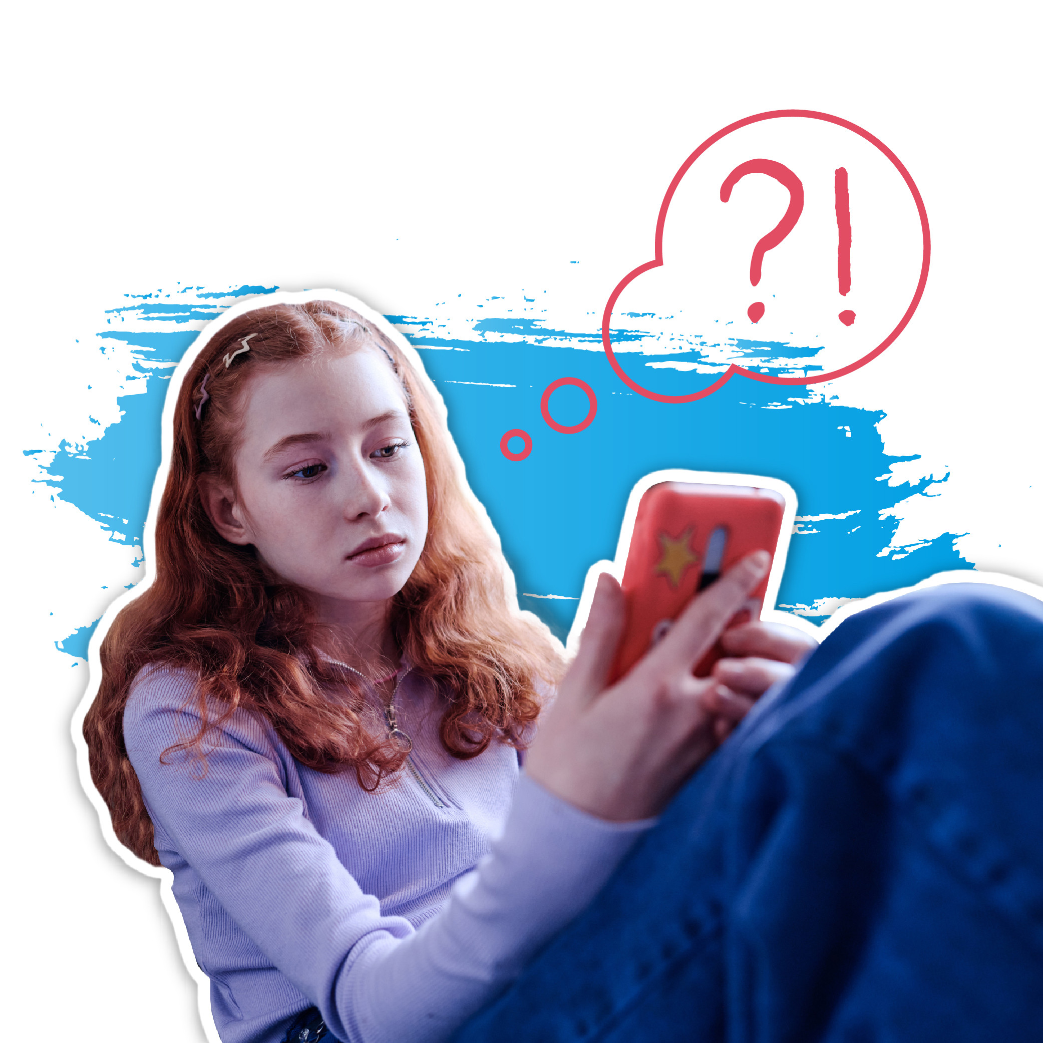 Eine Jugendliche schaut fragend in das Smartphone