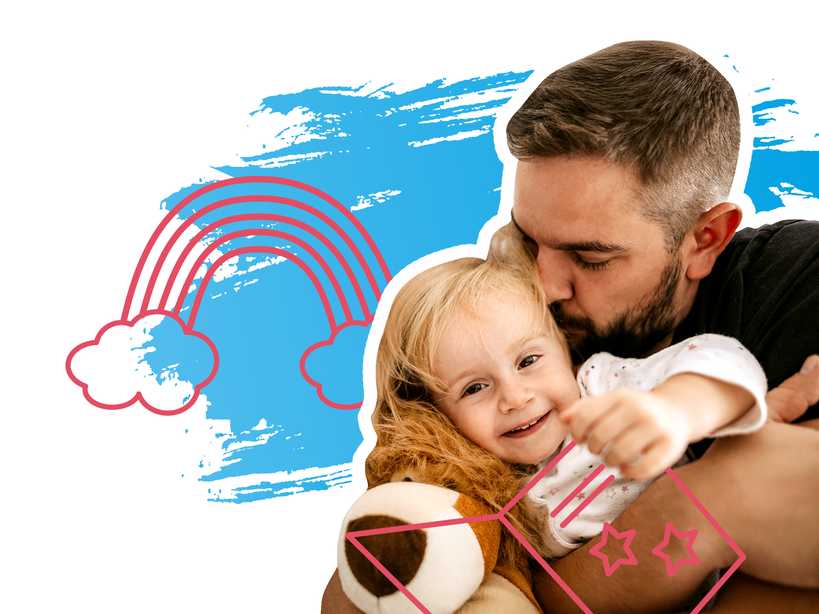 Ein Vater gibt seiner Tochter ein "Bussi" auf Wange