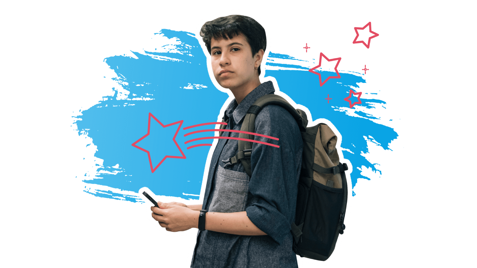 Ein junger Mann mit einem Handy in der Hand