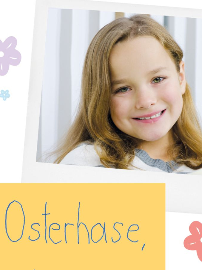 Symbolfoto mit Osterhasen-Zeichnung und Brief-Text: Lieber Osterhase, ich wünsche mir