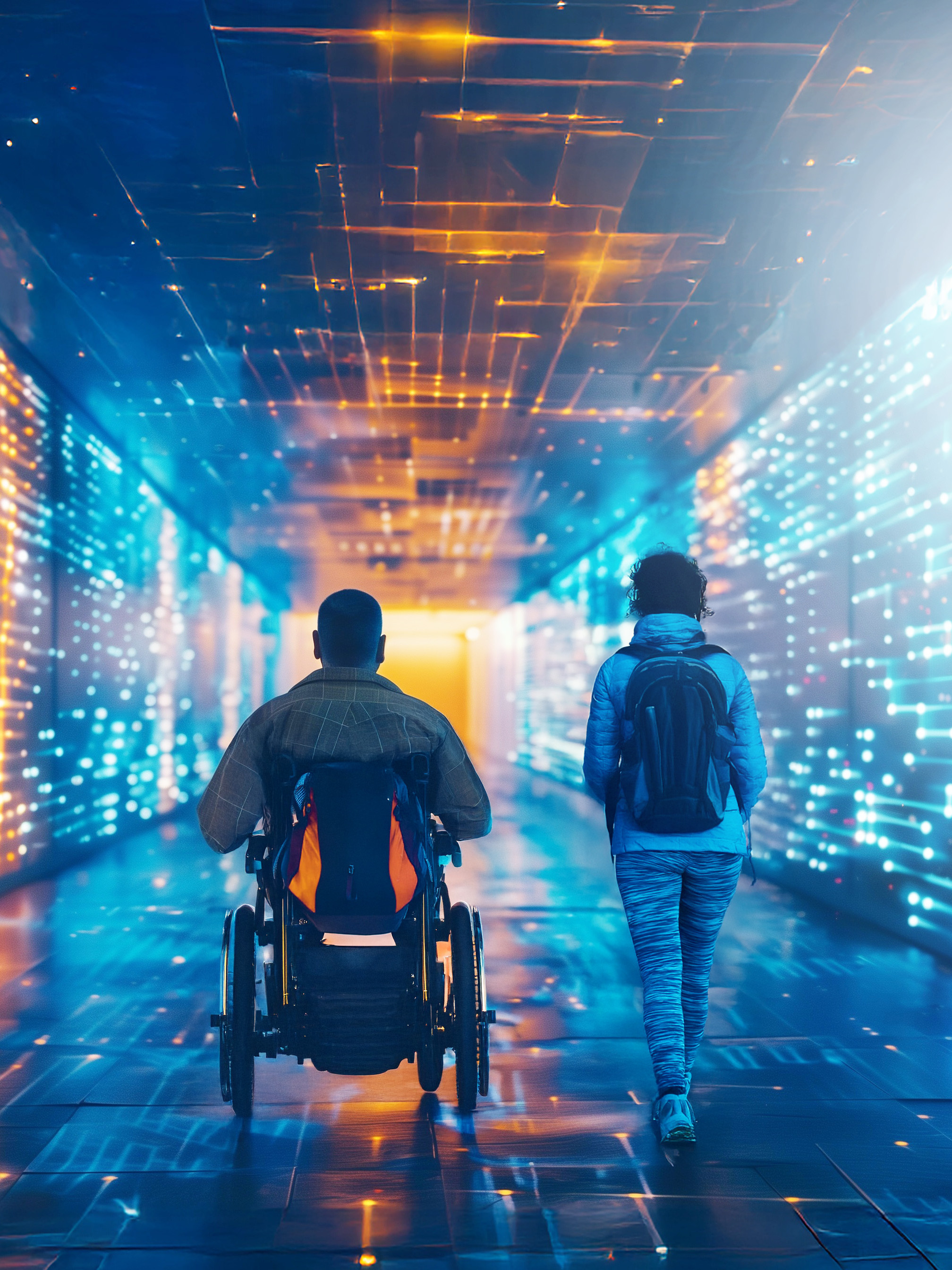 Zwei Menschen auf Expedition im digitalen Raum