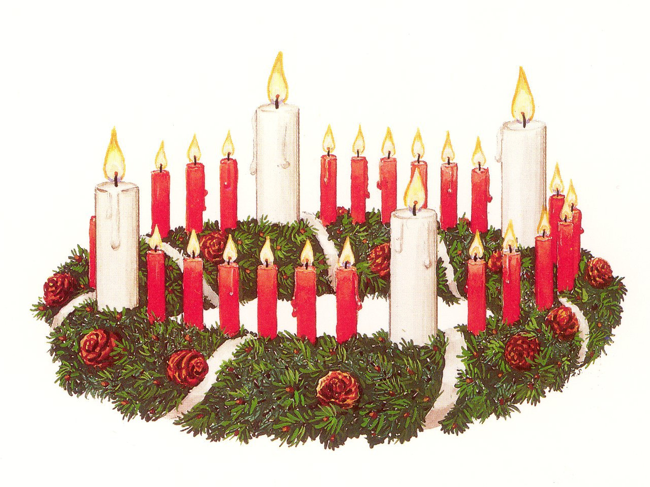 Gezeichneter Wichern-Adventkranz mit 26 Kerzen